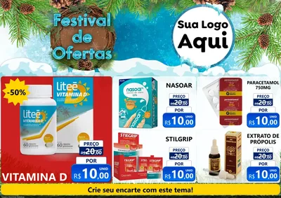 Modelo de Encarte para Encarte A4 Horizontal com o tema Festival de Ofertas - Inverno para Farmácia