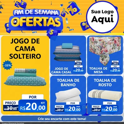 Modelo de Rede Social para Feed Facebook com o tema Fim de Semana de Ofertas para Cama, Mesa e Banho