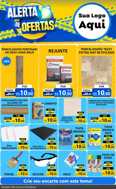 Modelo de Encarte para Encarte Grande com o tema Alerta de Ofertas para Pisos e revestimentos