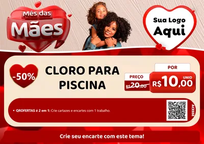 Modelo de Cartaz para Cartaz A4 Horizontal com o tema Mês das Mães para Produtos para Piscina