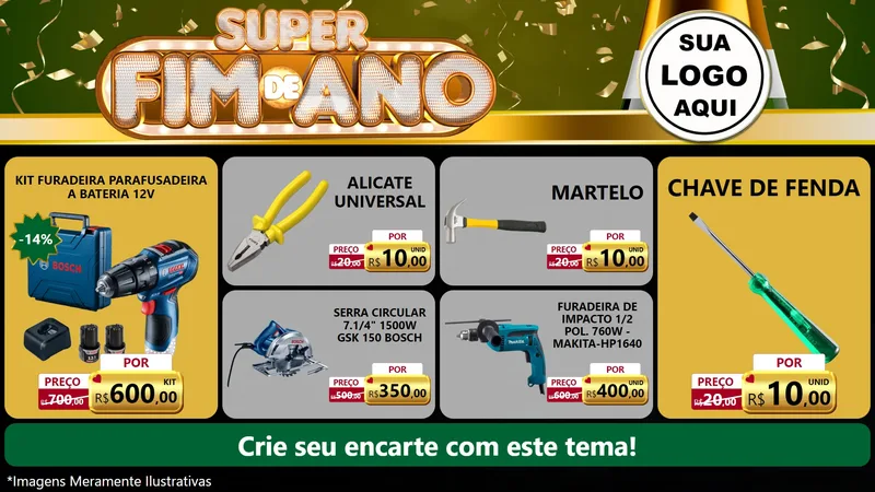 Modelo de TV para TV Horizontal com o tema Super Fim de Ano para Maquinas e Ferramentas