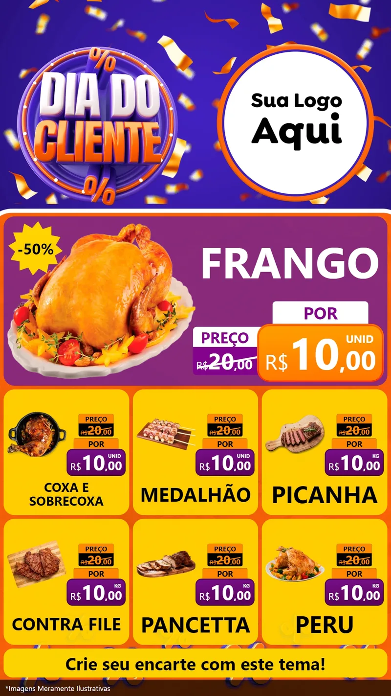 Modelo de Rede Social para Stories com o tema Dia do Cliente para Assados