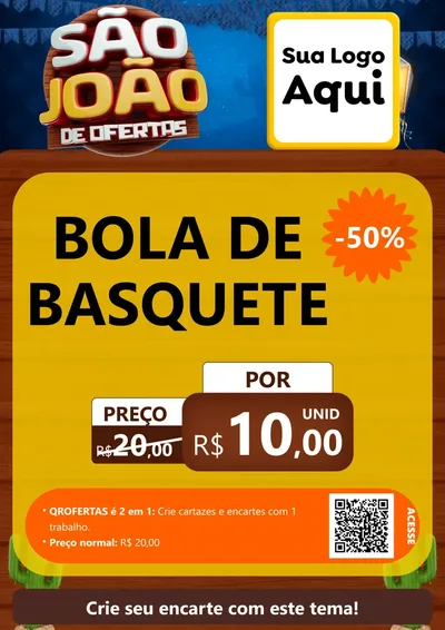Modelo de Cartaz para Cartaz A4 Vertical com o tema São João Ofertas Imbatíveis! - Junina para Artigos Esportivos