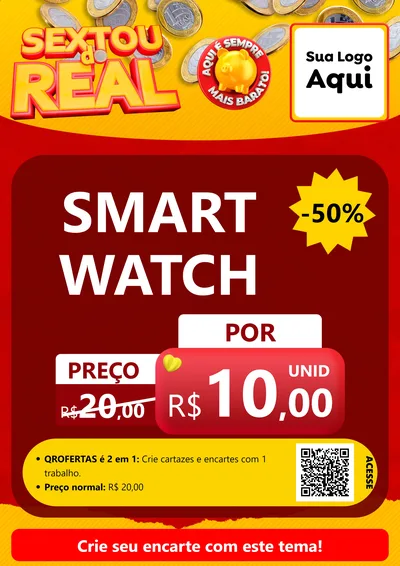 Modelo de Cartaz para Cartaz A4 Vertical com o tema Sextou do Real para Informática