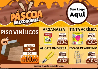 Modelo de Encarte para Encarte A4 Horizontal com o tema Páscoa da Economia para Material para Construção