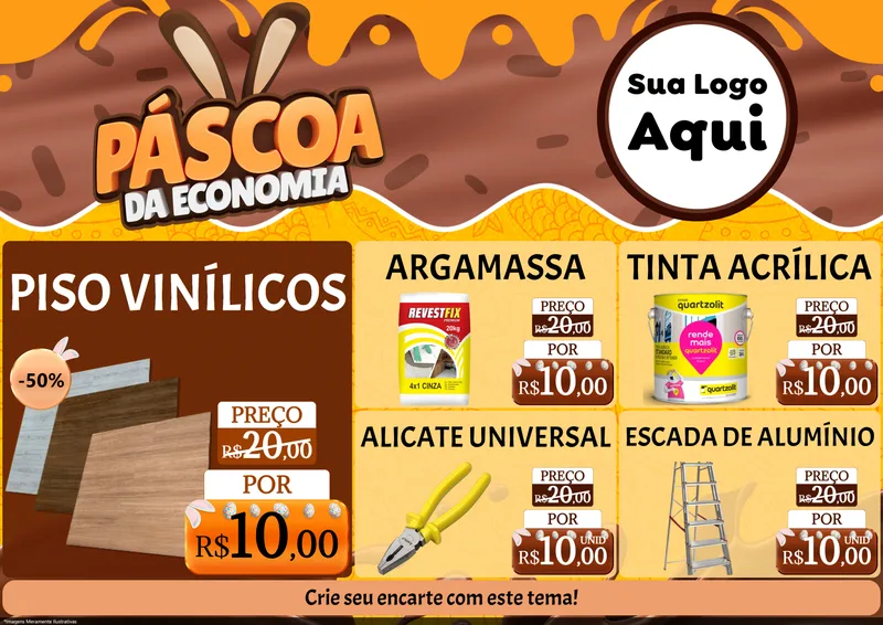 Modelo de Encarte para Encarte A4 Horizontal com o tema Páscoa da Economia para Material para Construção