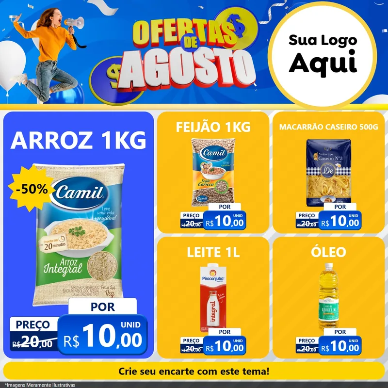 Modelo de Rede Social para Feed Facebook com o tema Ofertas de Agosto para Supermercado