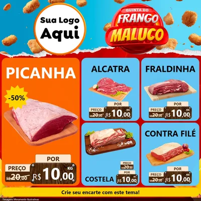 Modelo de Rede Social para Feed Facebook com o tema Quinta do Frango Maluco para Açougue