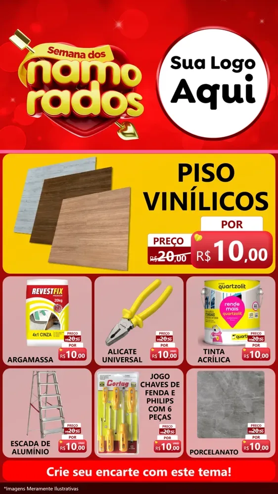 Modelo de Rede Social para Stories com o tema Semana dos namorados para Material para Construção
