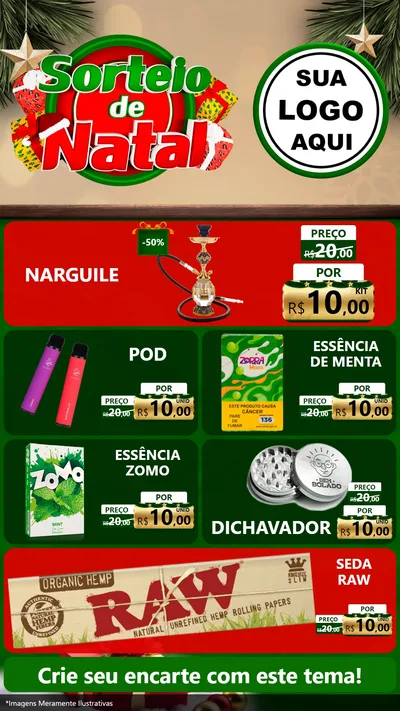 Modelo de TV para TV Vertical com o tema Sorteio de Natal para Tabacaria