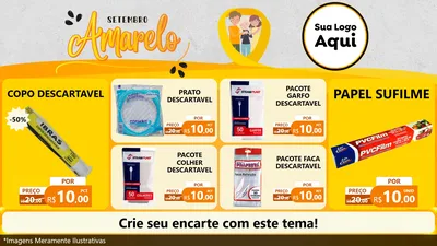 Modelo de TV para TV Horizontal com o tema Setembro Amarelo para Embalagens
