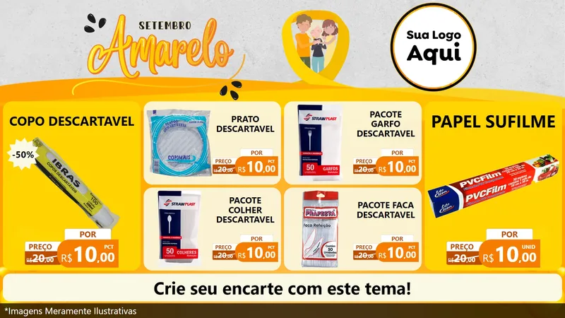 Modelo de TV para TV Horizontal com o tema Setembro Amarelo para Embalagens