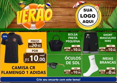 Modelo de Encarte para Encarte A4 Horizontal com o tema Verão para Roupas e acessórios