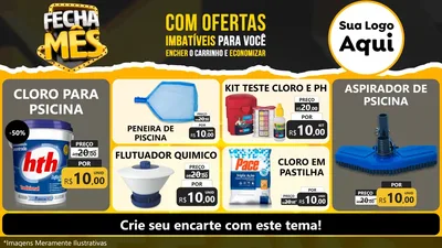 Modelo de TV para TV Horizontal com o tema Fecha Mês para Produtos para Piscina