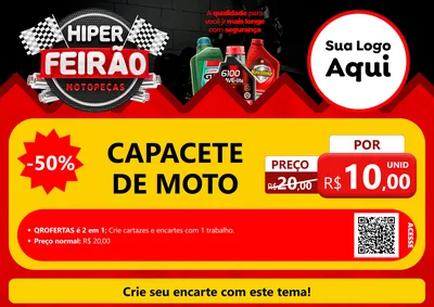 Modelo de Cartaz para Cartaz A4 Horizontal com o tema Hiper Feirão - Motopeças para Moto peças