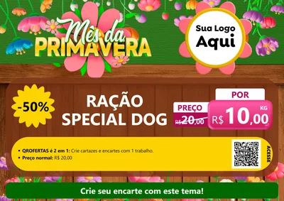 Modelo de Cartaz para Cartaz A4 Horizontal com o tema Mês da Primavera para Pet Shop