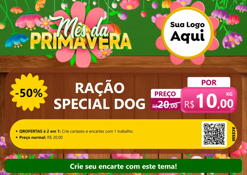 Modelo de Cartaz para Cartaz A4 Horizontal com o tema Mês da Primavera para Pet Shop