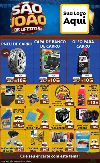 Modelo de Encarte para Encarte Grande com o tema São João Ofertas Imbatíveis! - Junina para Auto peças