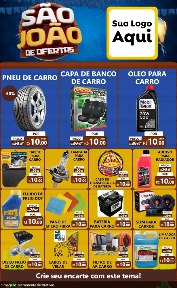 Modelo de Encarte para Encarte Grande com o tema São João Ofertas Imbatíveis! - Junina para Auto peças