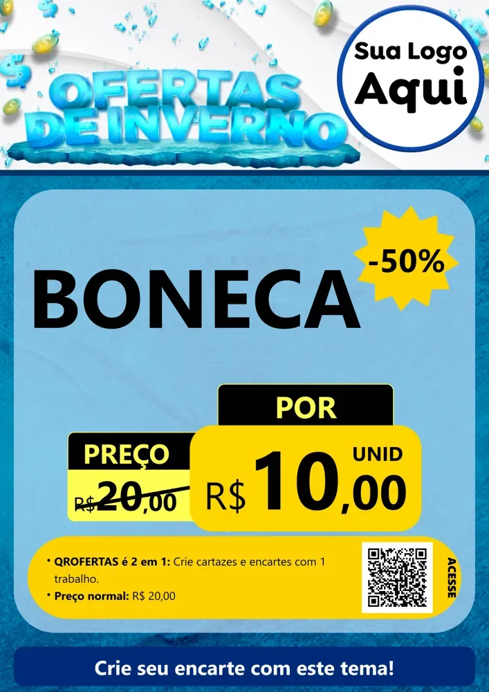 Modelo de Cartaz para Cartaz A4 Vertical com o tema Ofertas de Inverno para Brinquedos