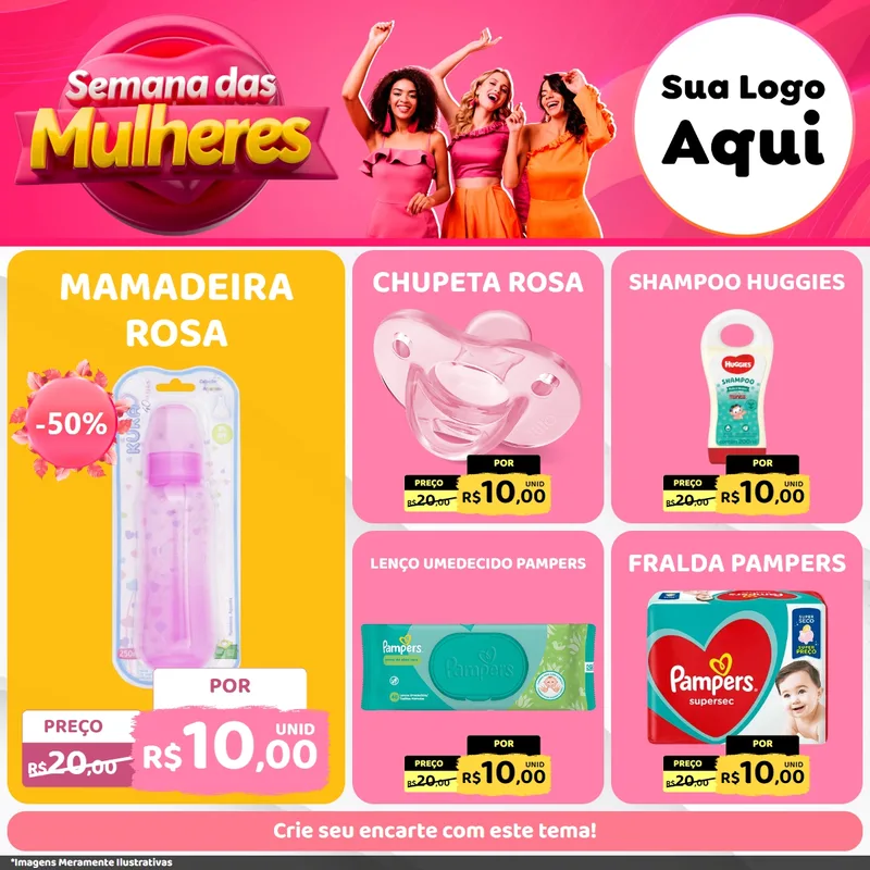 Modelo de Rede Social para Feed Facebook com o tema Semana das Mulheres para Bebês