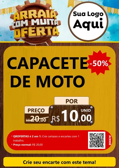 Modelo de Cartaz para Cartaz A4 Vertical com o tema Ofertas de São João - Junina para Moto peças