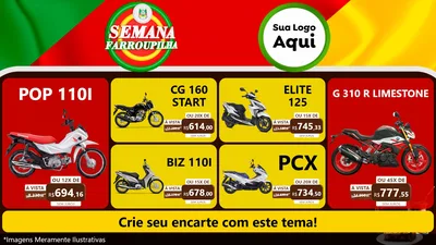 Modelo de TV para TV Horizontal com o tema Semana Farroupilha para Concessionaria de Motos