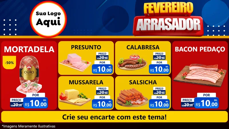 Modelo de TV para TV Horizontal com o tema Fevereiro Arrasador para Frios e Laticínios