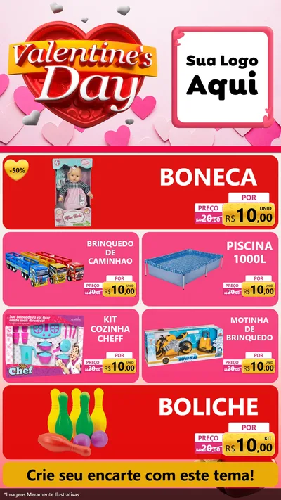 Modelo de TV para TV Vertical com o tema Valentine's Day para Brinquedos