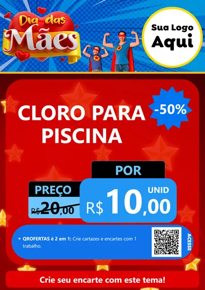 Modelo de Cartaz para Cartaz A4 Vertical com o tema Dia das Mães para Produtos para Piscina