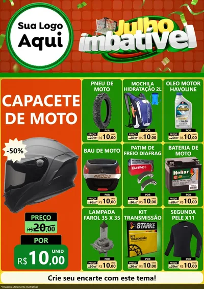Modelo de Encarte para Encarte A4 Vertical com o tema Julho Imbatível para Moto peças