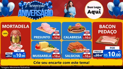 Modelo de TV para TV Horizontal com o tema Promoção de Aniversário para Frios e Laticínios