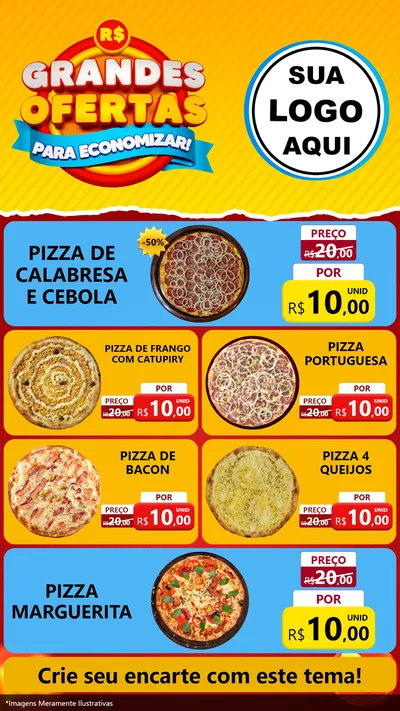 Modelo de TV para TV Vertical com o tema Grandes Ofertas Para Economizar! para Pizzaria