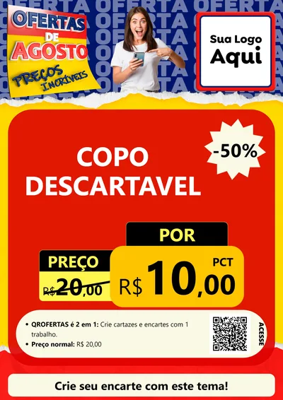 Modelo de Cartaz para Cartaz A4 Vertical com o tema Ofertas de Agosto - Preços Incríveis para Embalagens