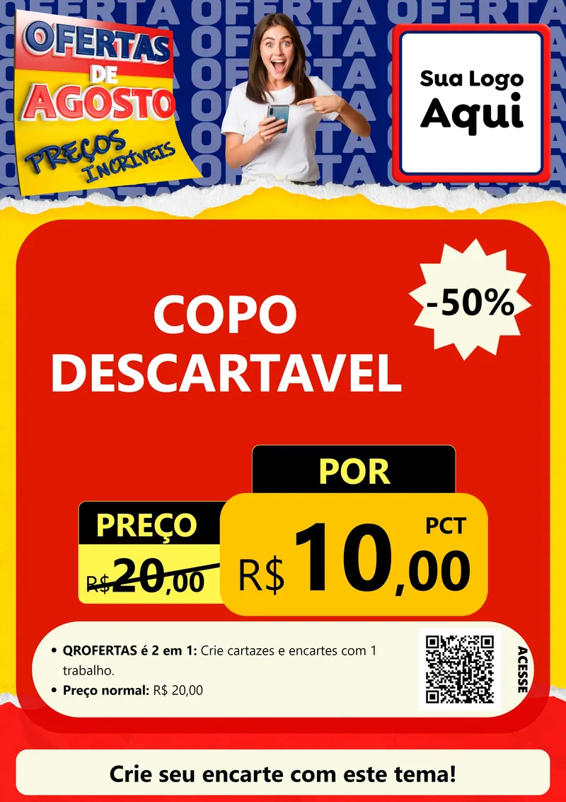 Modelo de Cartaz para Cartaz A4 Vertical com o tema Ofertas de Agosto - Preços Incríveis para Embalagens