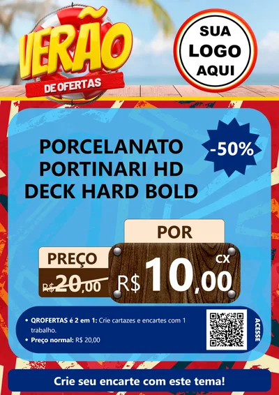 Modelo de Cartaz para Cartaz A4 Vertical com o tema Verão de Ofertas para Pisos e revestimentos