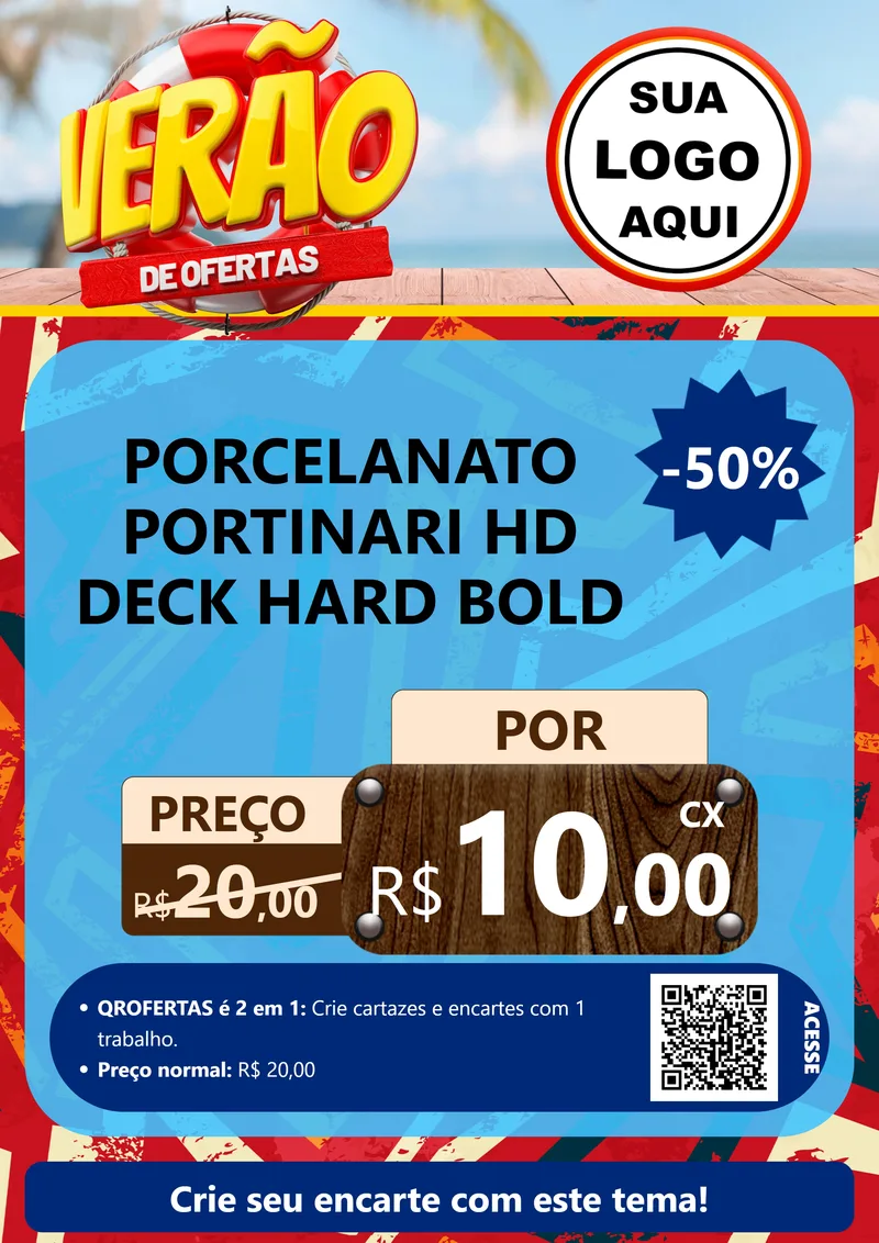 Modelo de Cartaz para Cartaz A4 Vertical com o tema Verão de Ofertas para Pisos e revestimentos