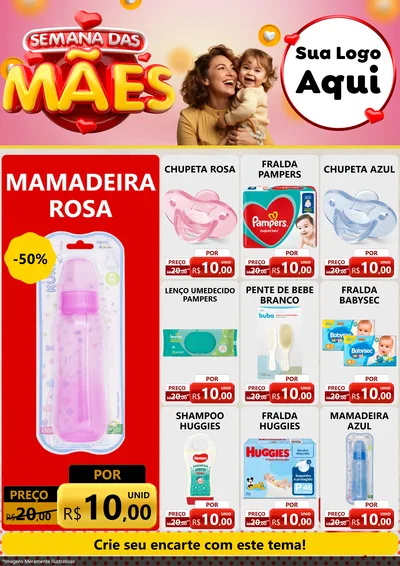 Modelo de Encarte para Encarte A4 Vertical com o tema Semana das Mães para Bebês