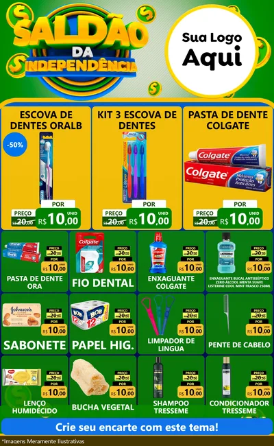 Modelo de Encarte para Encarte Grande com o tema Saldão da Indepêndencia para Higiene Pessoal