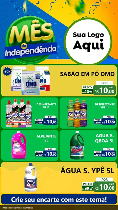 Modelo de TV para TV Vertical com o tema Mês da Independência para Produtos de Limpeza