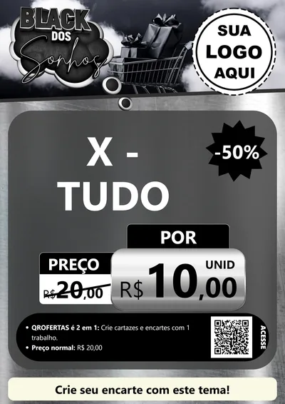 Modelo de Cartaz para Cartaz A4 Vertical com o tema Black dos Sonhos para Hamburgueria