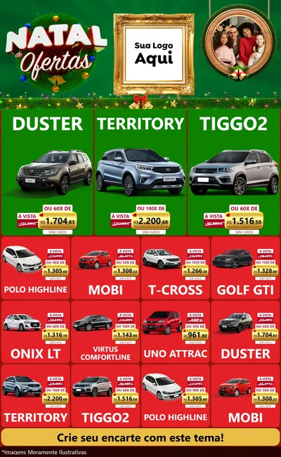 Modelo de Encarte para Encarte Grande com o tema Natal de Ofertas para Concessionaria de Carros
