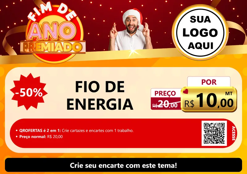 Modelo de Cartaz para Cartaz A4 Horizontal com o tema Fim de Ano Premiado para Materiais Elétricos