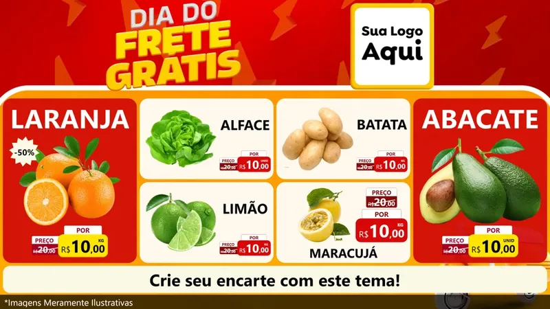 Modelo de TV para TV Horizontal com o tema Dia do Frete Grátis para Hortifrúti