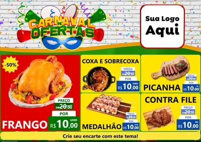 Modelo de Encarte para Encarte A4 Horizontal com o tema Carnaval de Ofertas para Assados
