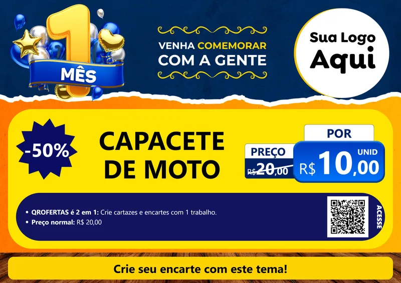 Modelo de Cartaz para Cartaz A4 Horizontal com o tema Um Mês de Aniversário para Moto peças