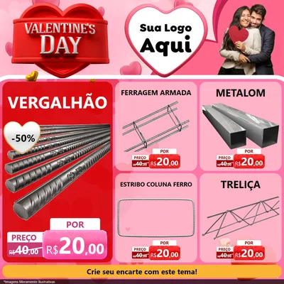 Modelo de Rede Social para Feed Facebook com o tema Valentine's Day para Ferragens