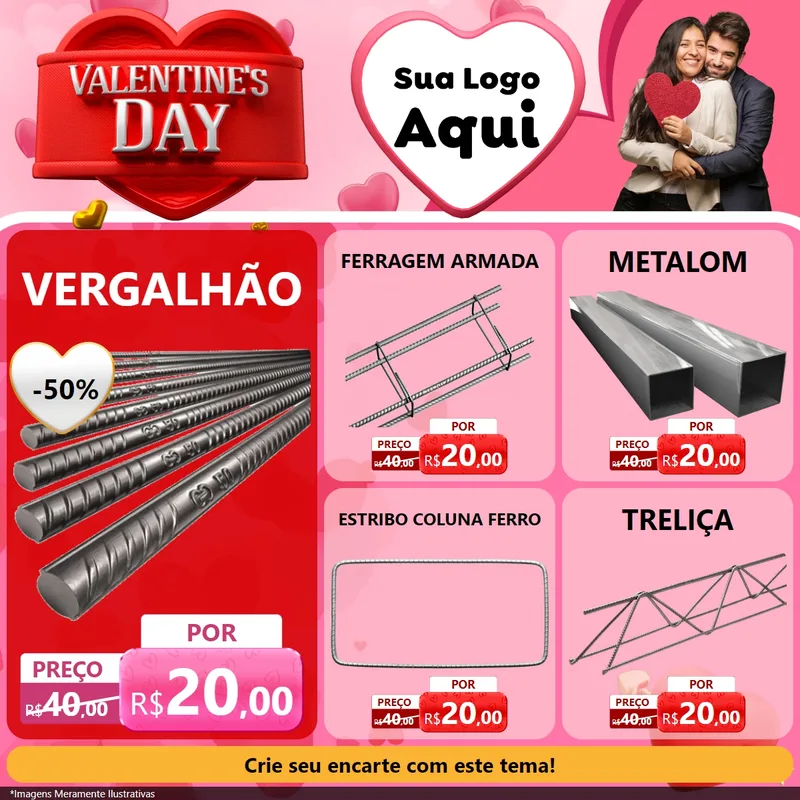 Modelo de Rede Social para Feed Facebook com o tema Valentine's Day para Ferragens