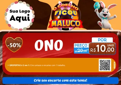 Modelo de Cartaz para Cartaz A4 Horizontal com o tema O Coelho Ficou Maluco - Páscoa para Óticas