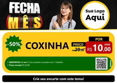 Modelo de Cartaz para Cartaz A4 Horizontal com o tema Fecha Mês para Salgadaria